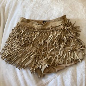 Nude fringe shorts